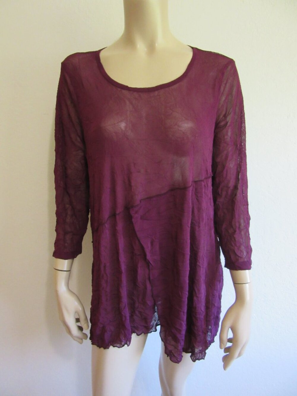 LIV by habitat clothes Aubergine/Eggplant M Pullover Sheer Crinkled Blouse